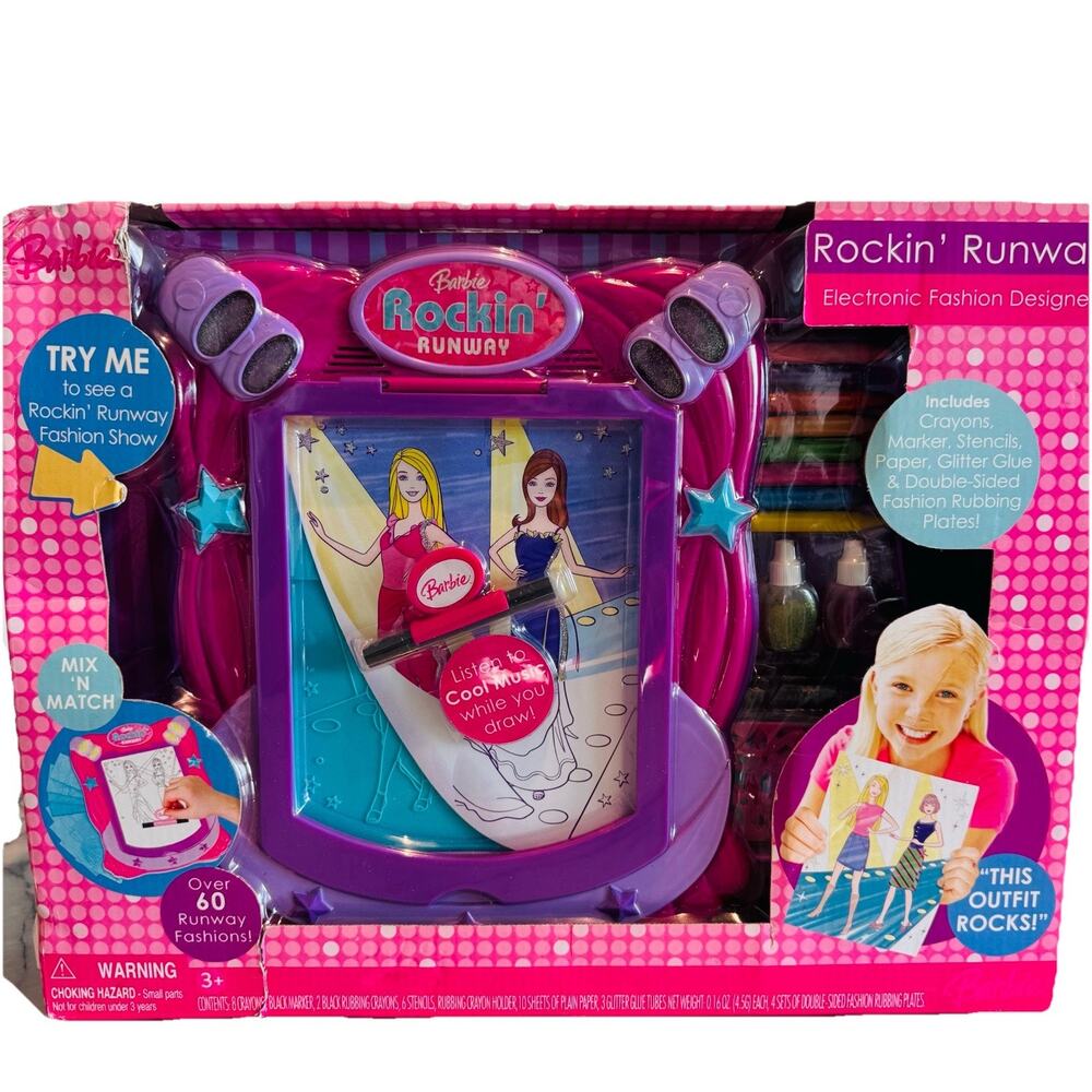 NEW Vintage Y2K BARBIE Rockin' Runway Electronic Fashion Designer Plates Set NIB
